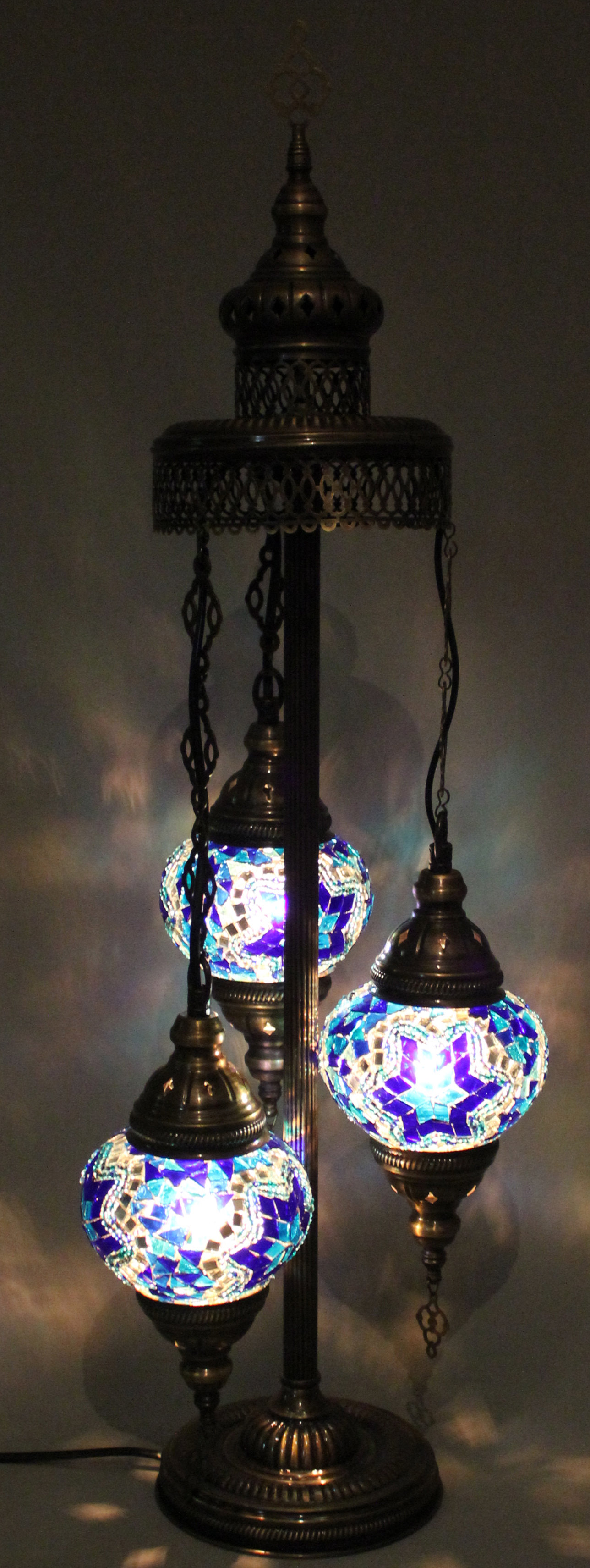 Mosaic Standing Lamp 3 Globe Turkish Lamp Wholesaler
